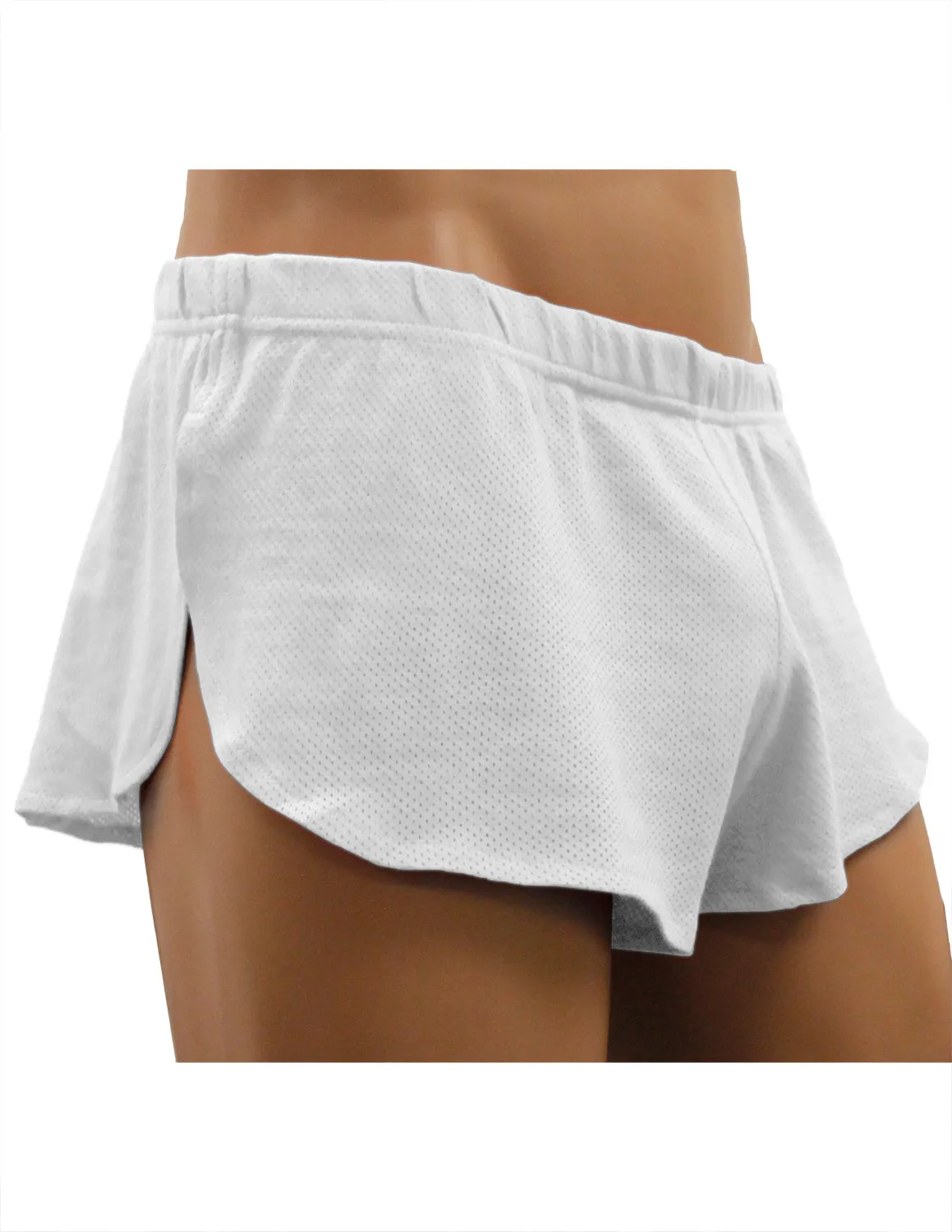 NDS Wear Mens Cotton Mesh Side Split Short White - BLOWOUT SALE!