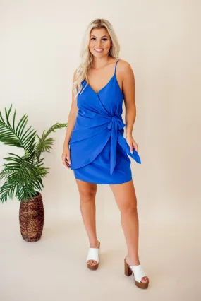 Night on the Town Mini Wrap Dress (Royal Blue)