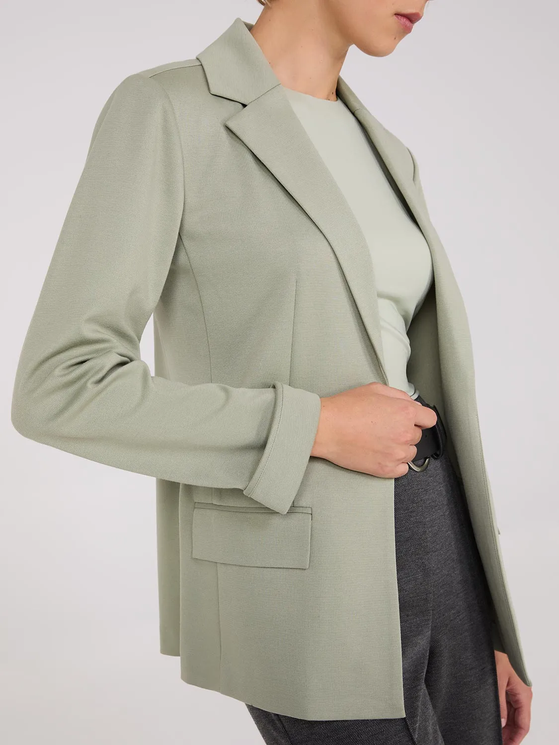 Notch Collar Open-Front Blazer