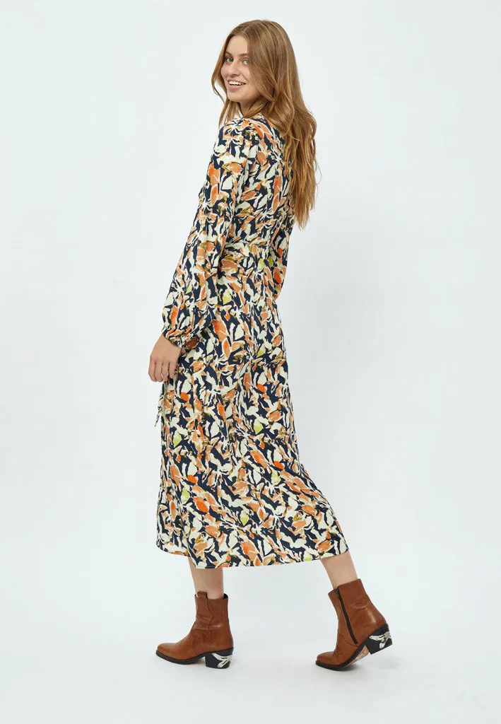 Odette Midi Wrap Dress - Jet Black Print