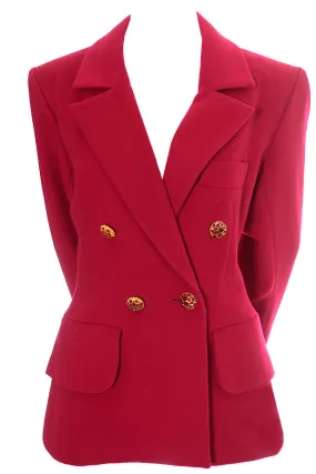 ON HOLD // Yves Saint Laurent Raspberry Red Vintage Blazer Jacket Size 44