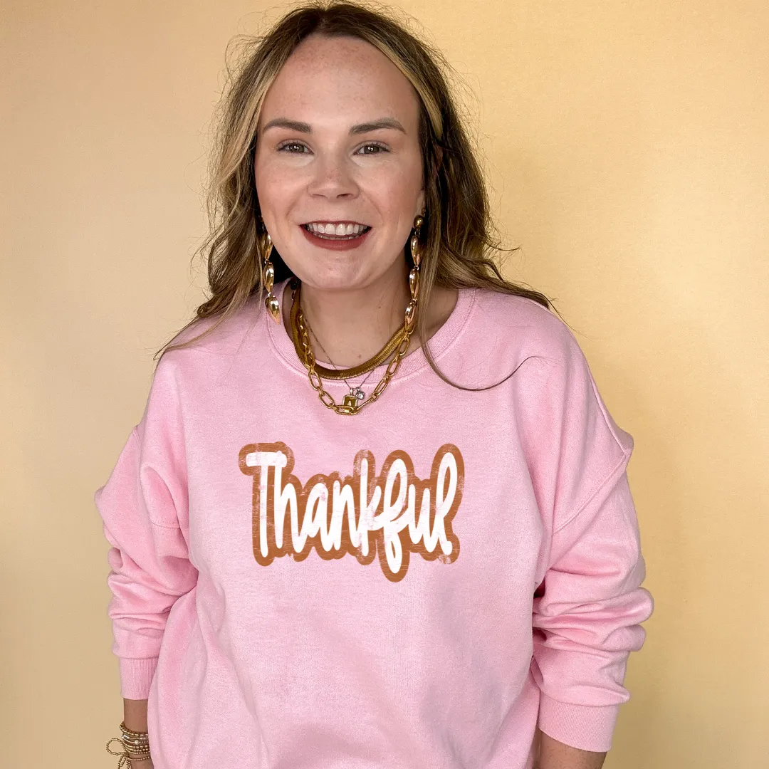 Online Exclusive | Thankful Script Graphic Sweatshirt in Multiple Color Options