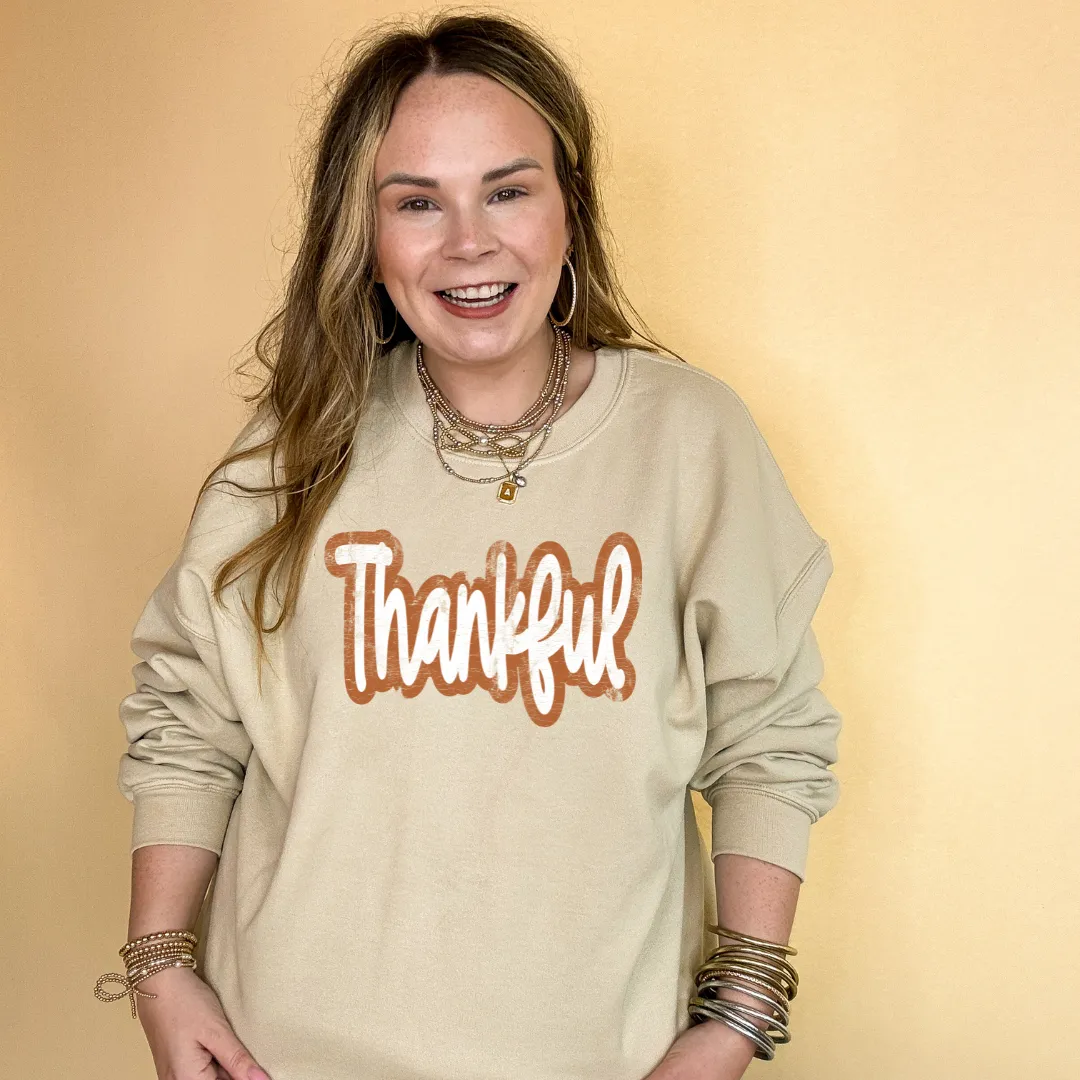 Online Exclusive | Thankful Script Graphic Sweatshirt in Multiple Color Options