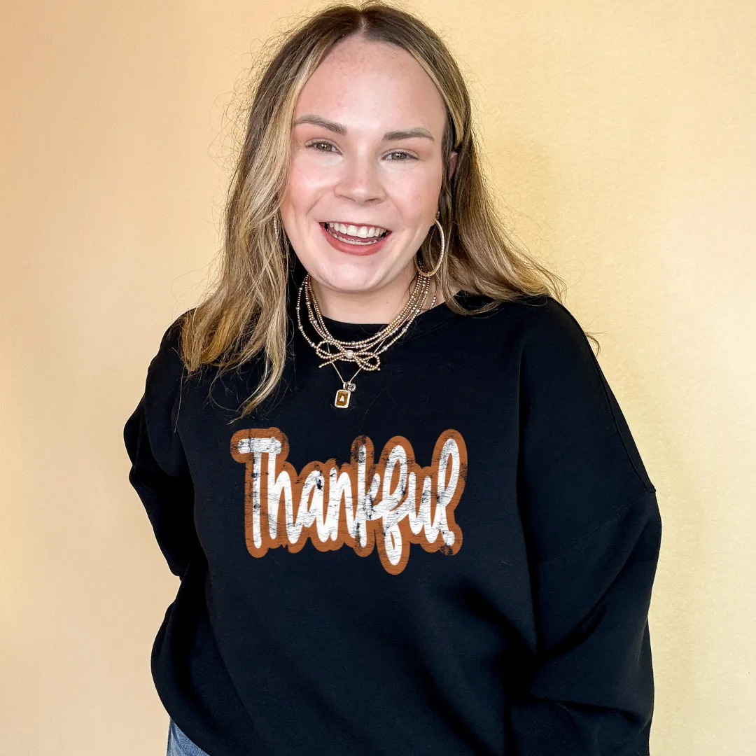 Online Exclusive | Thankful Script Graphic Sweatshirt in Multiple Color Options