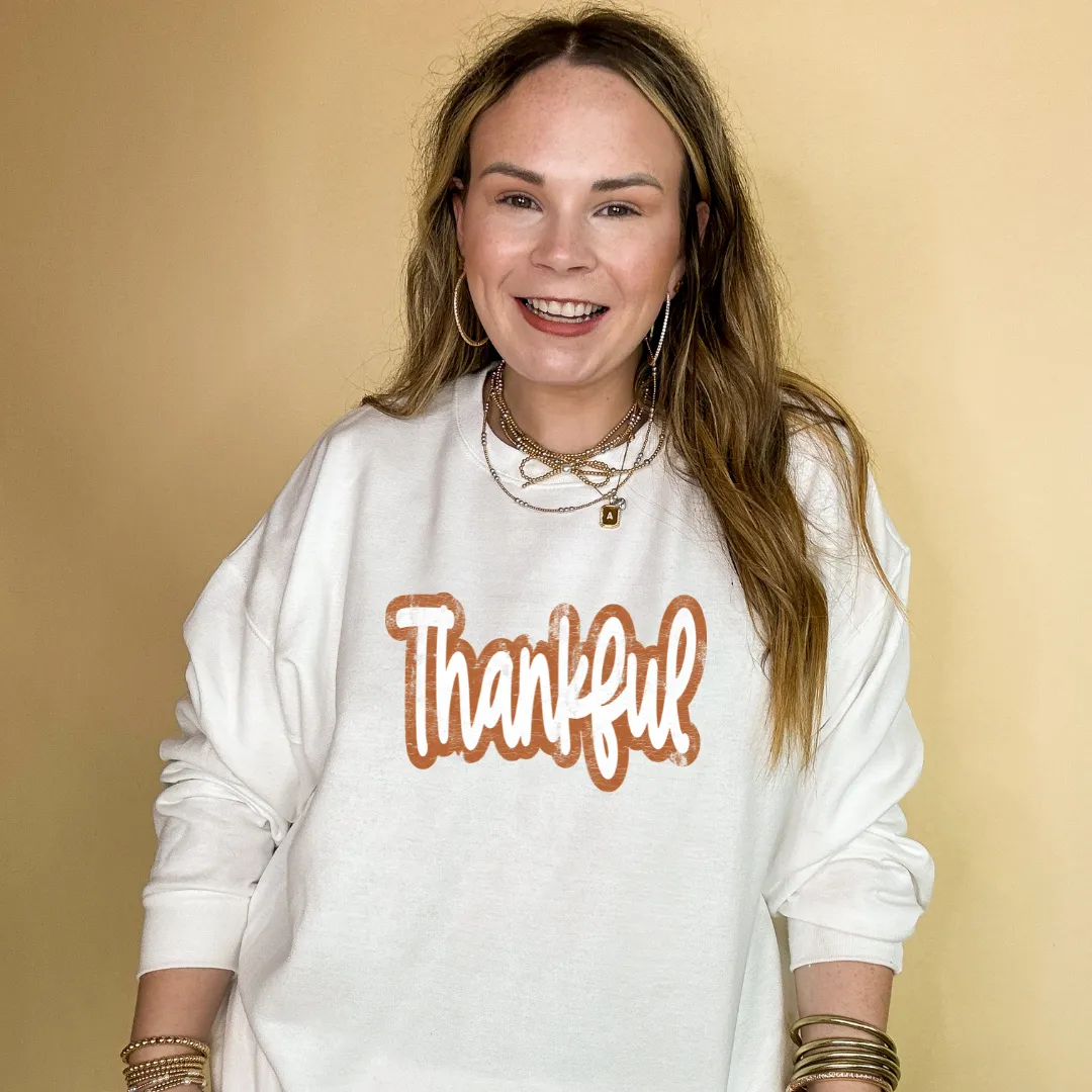 Online Exclusive | Thankful Script Graphic Sweatshirt in Multiple Color Options