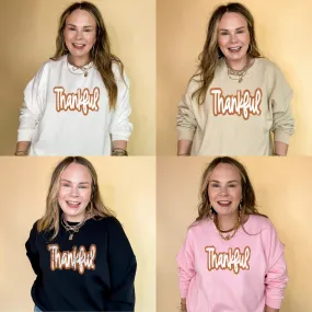 Online Exclusive | Thankful Script Graphic Sweatshirt in Multiple Color Options