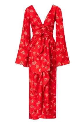 Pacifico Silk Maxi Dress / Red Chontaduro