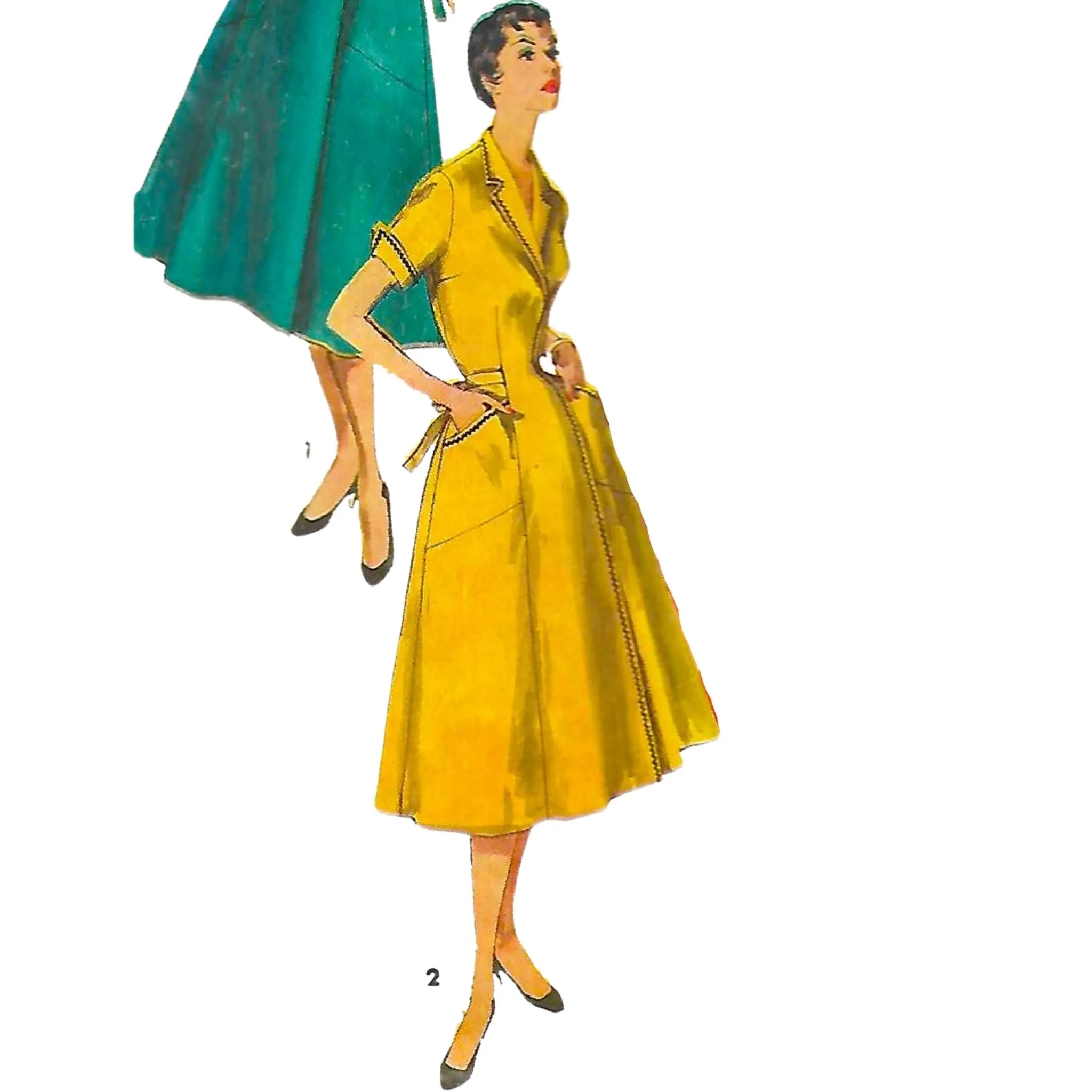 PDF - Vintage 1950s Pattern – Wrap-Around Tie Dress, Handy Pockets -  Bust 36” (91.4cm) - Instantly  Print at Home