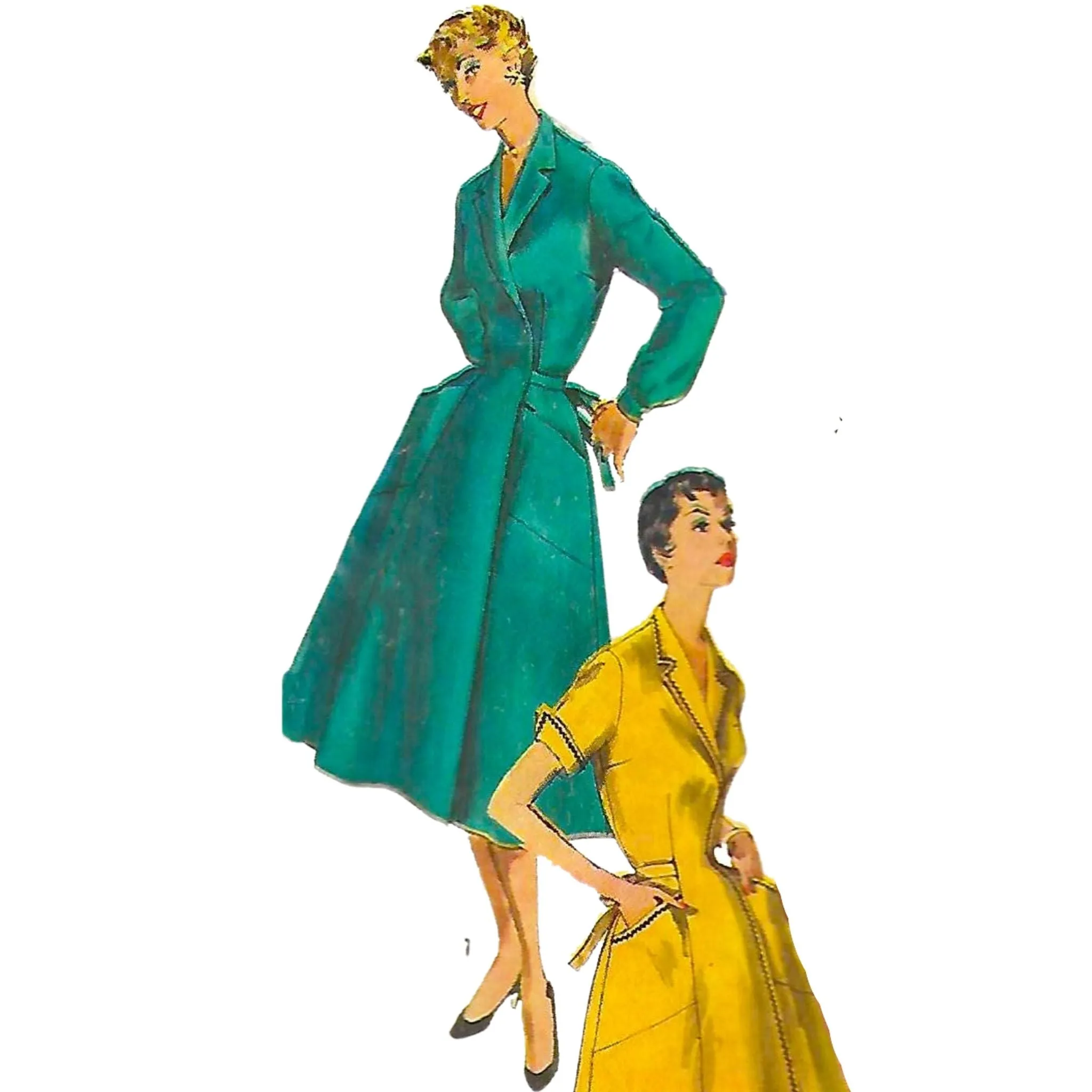 PDF - Vintage 1950s Pattern – Wrap-Around Tie Dress, Handy Pockets -  Bust 36” (91.4cm) - Instantly  Print at Home