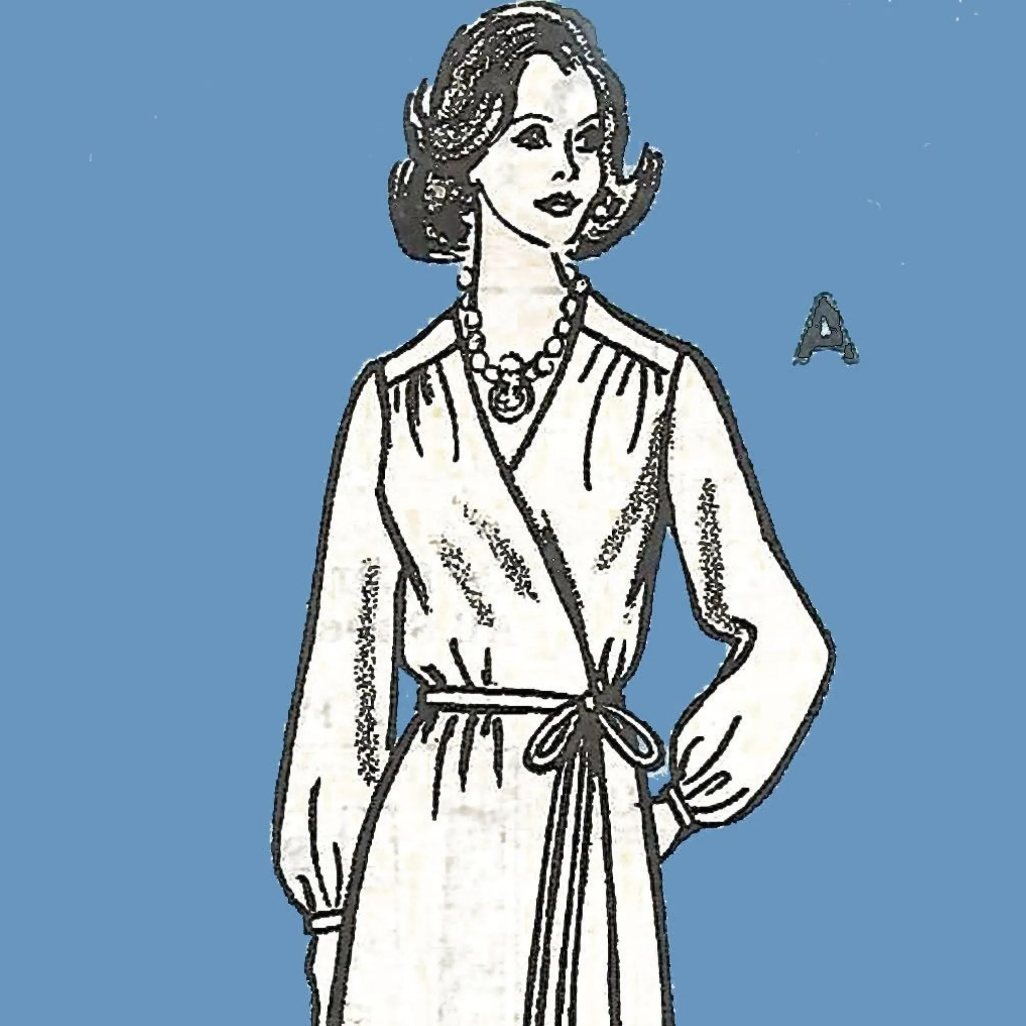 PDF - Vintage 1970s Pattern – Wrap-over day / Evening Dress, Two Lengths, Choice of Sleeves - Multi-sizes - Instantly Print at Home