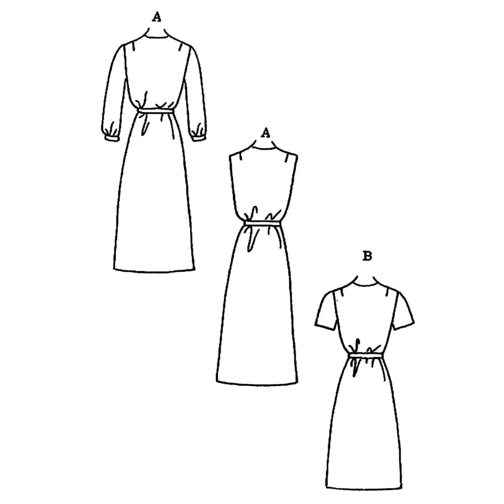 PDF - Vintage 1970s Pattern – Wrap-over day / Evening Dress, Two Lengths, Choice of Sleeves - Multi-sizes - Instantly Print at Home