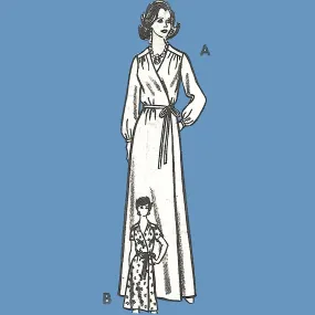 PDF - Vintage 1970s Pattern – Wrap-over day / Evening Dress, Two Lengths, Choice of Sleeves - Multi-sizes - Instantly Print at Home