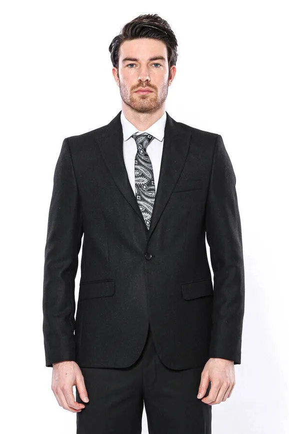 Peak Lapel Black Blazer - Wessi