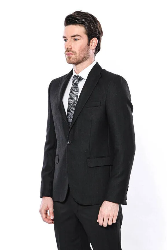 Peak Lapel Black Blazer - Wessi