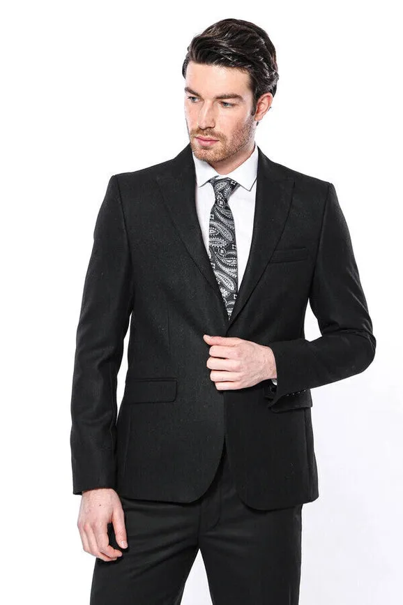 Peak Lapel Black Blazer - Wessi