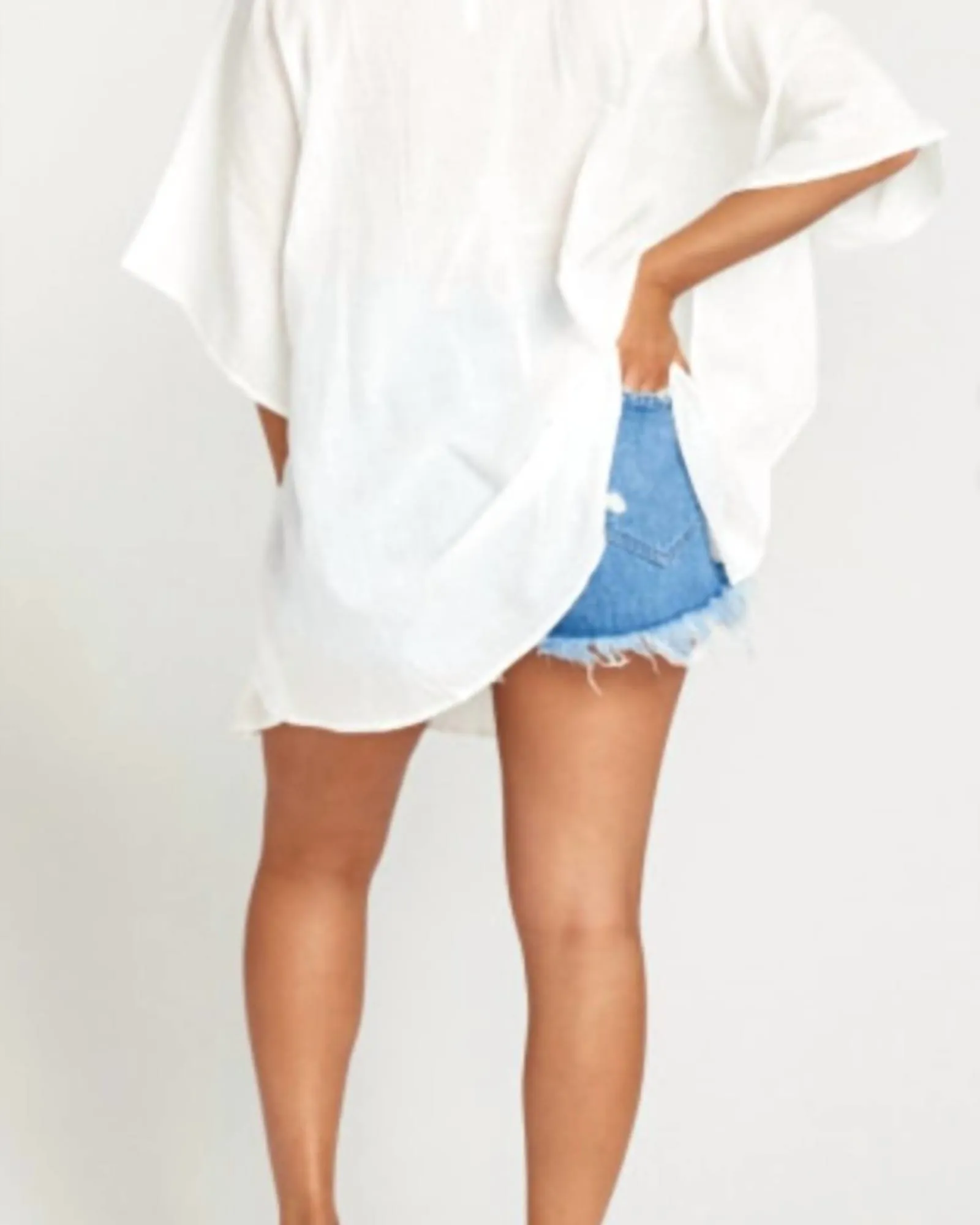 Peta Lace Up Tunic in White | White