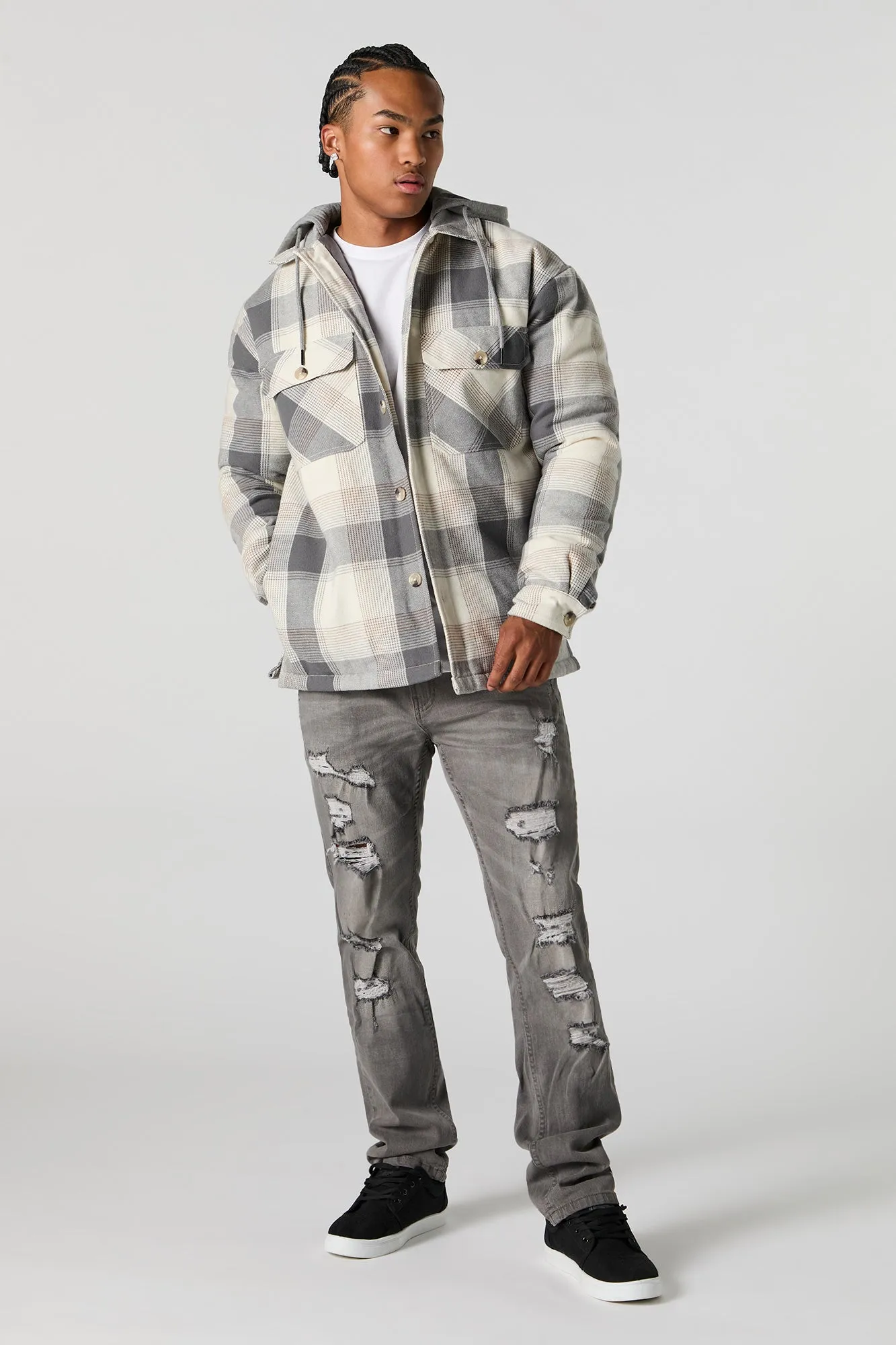 Plaid Hooded Shacket