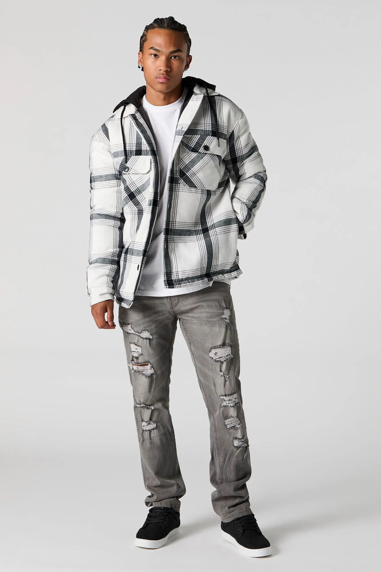 Plaid Hooded Shacket