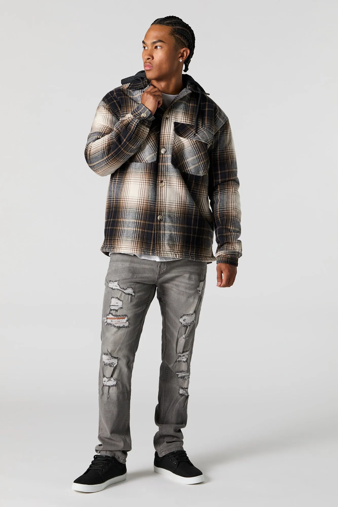 Plaid Hooded Shacket