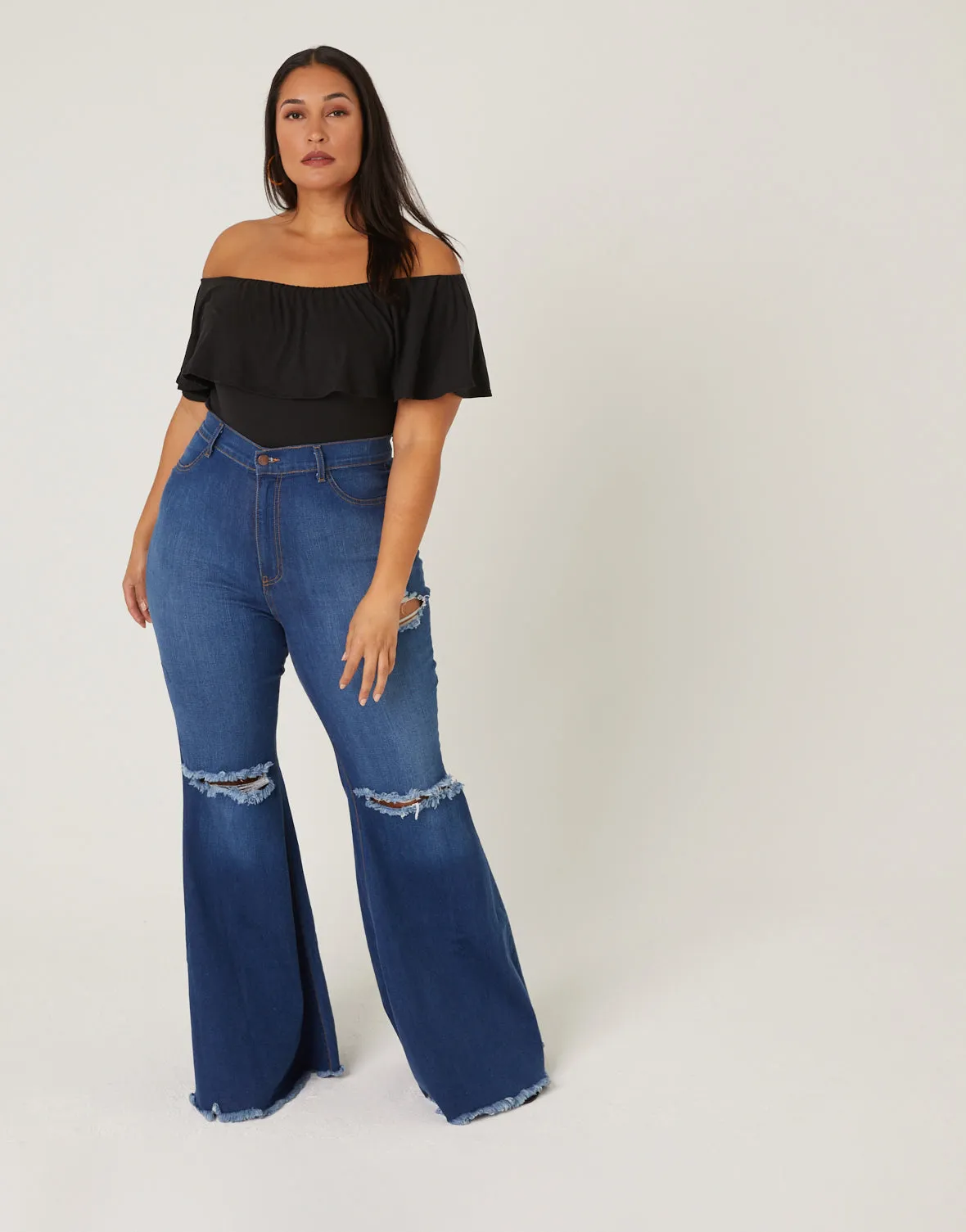 Plus Size Ruffle Bodysuit