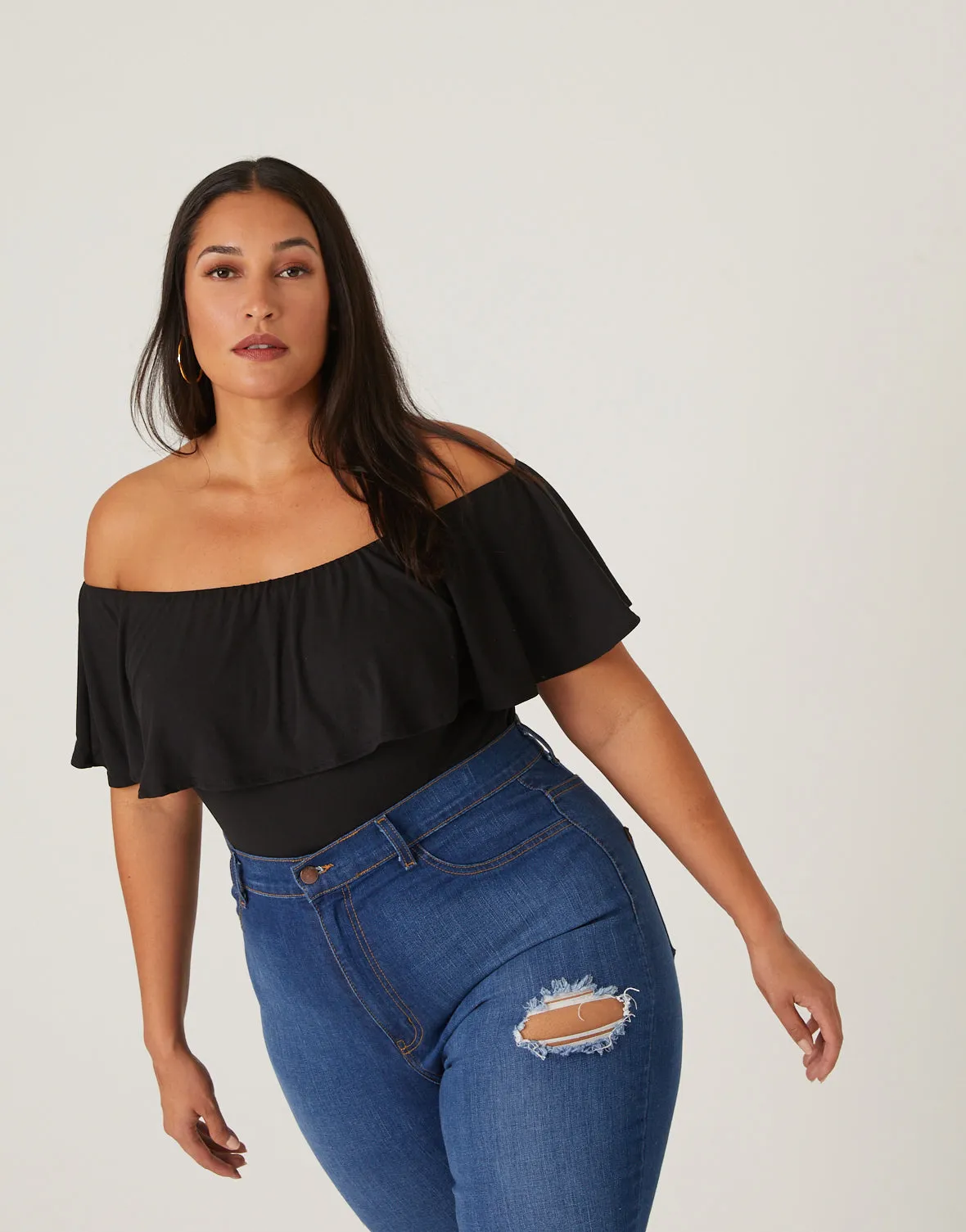 Plus Size Ruffle Bodysuit