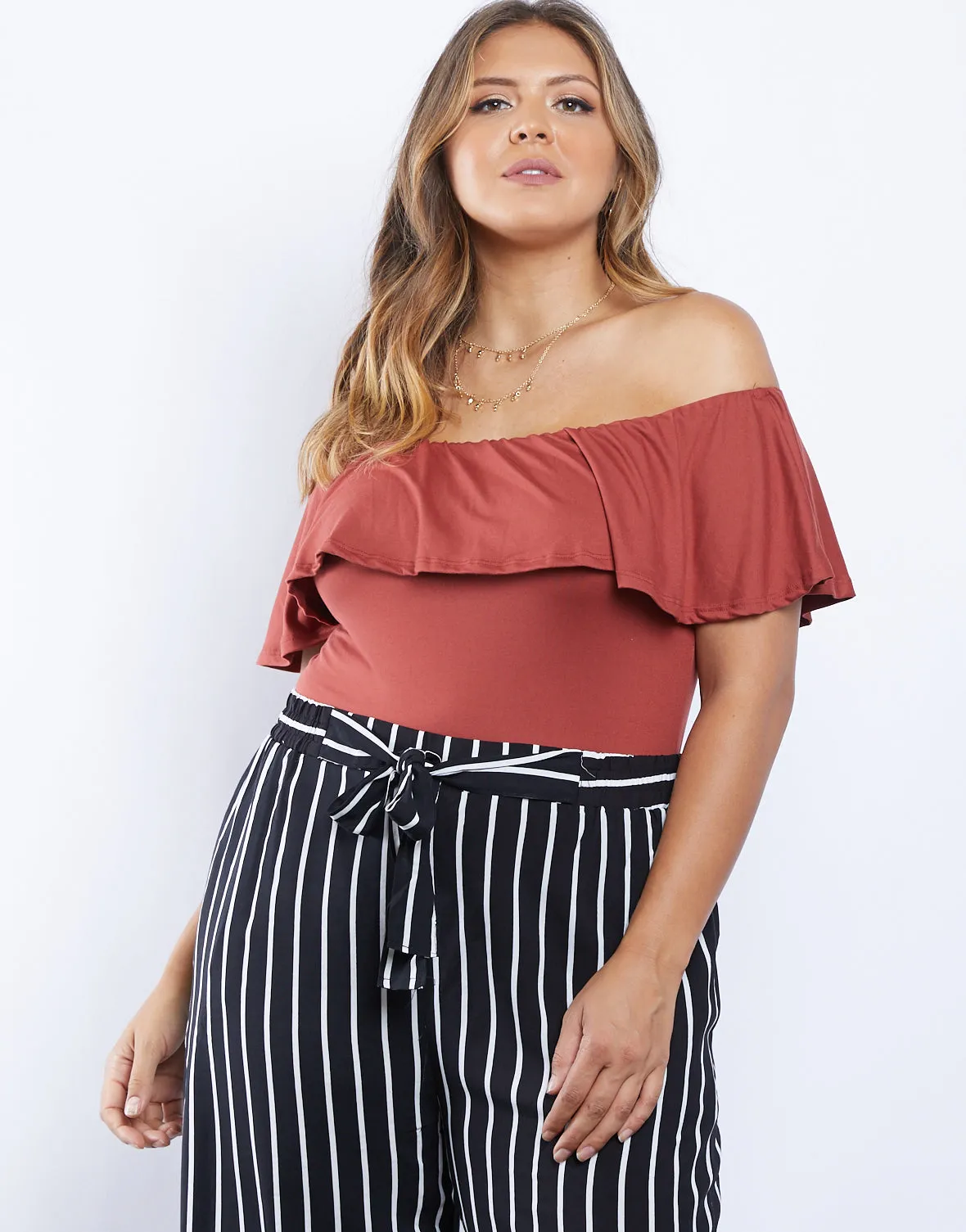 Plus Size Ruffle Bodysuit