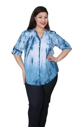 Plus Size Tie Dye Pleated Tunic