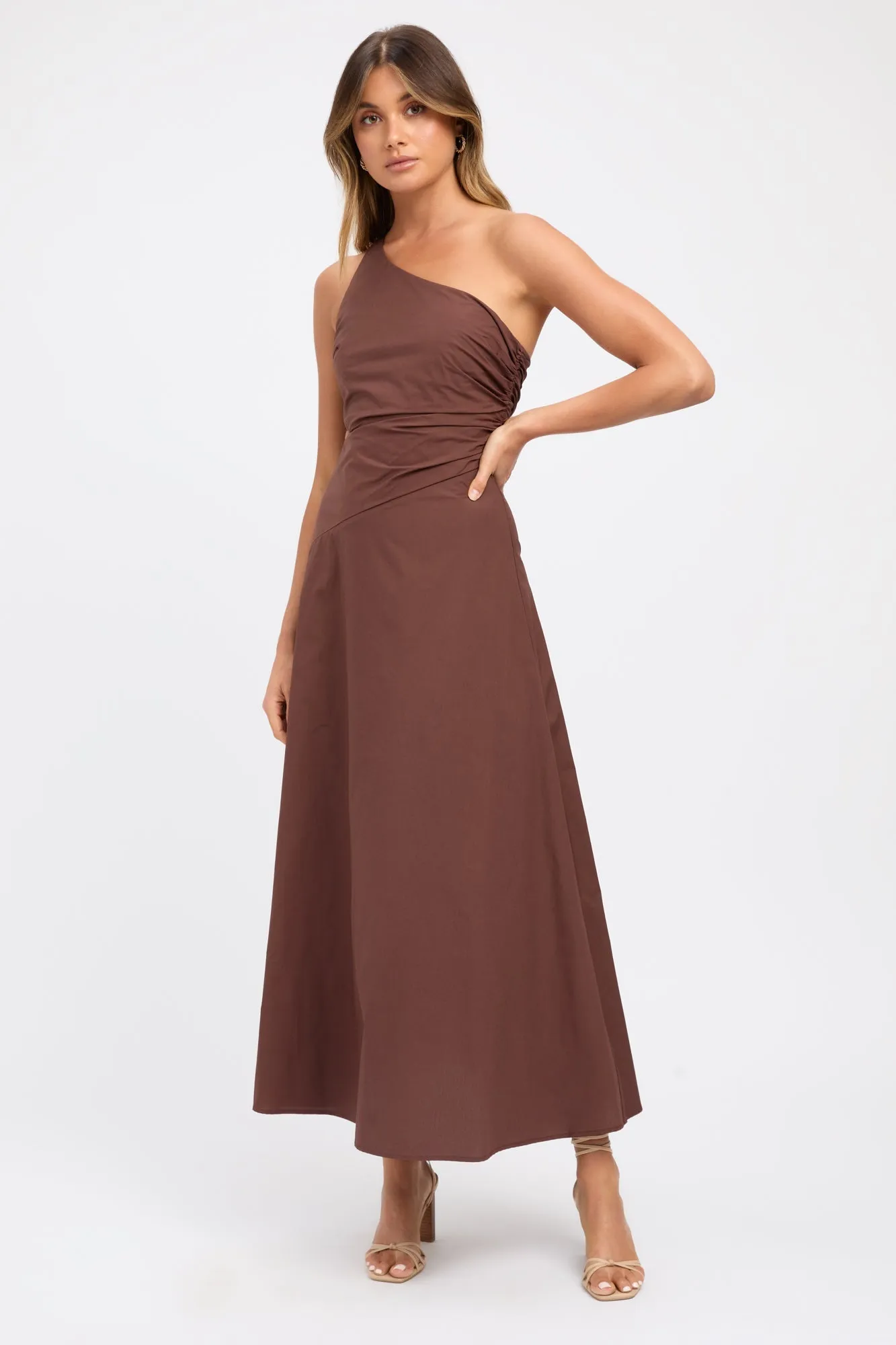 Poplin One Shoulder Dress