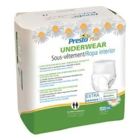 Presto Maximum Absorbency Underwear, Small (25'' to 32'' Waist) White, Package of 20