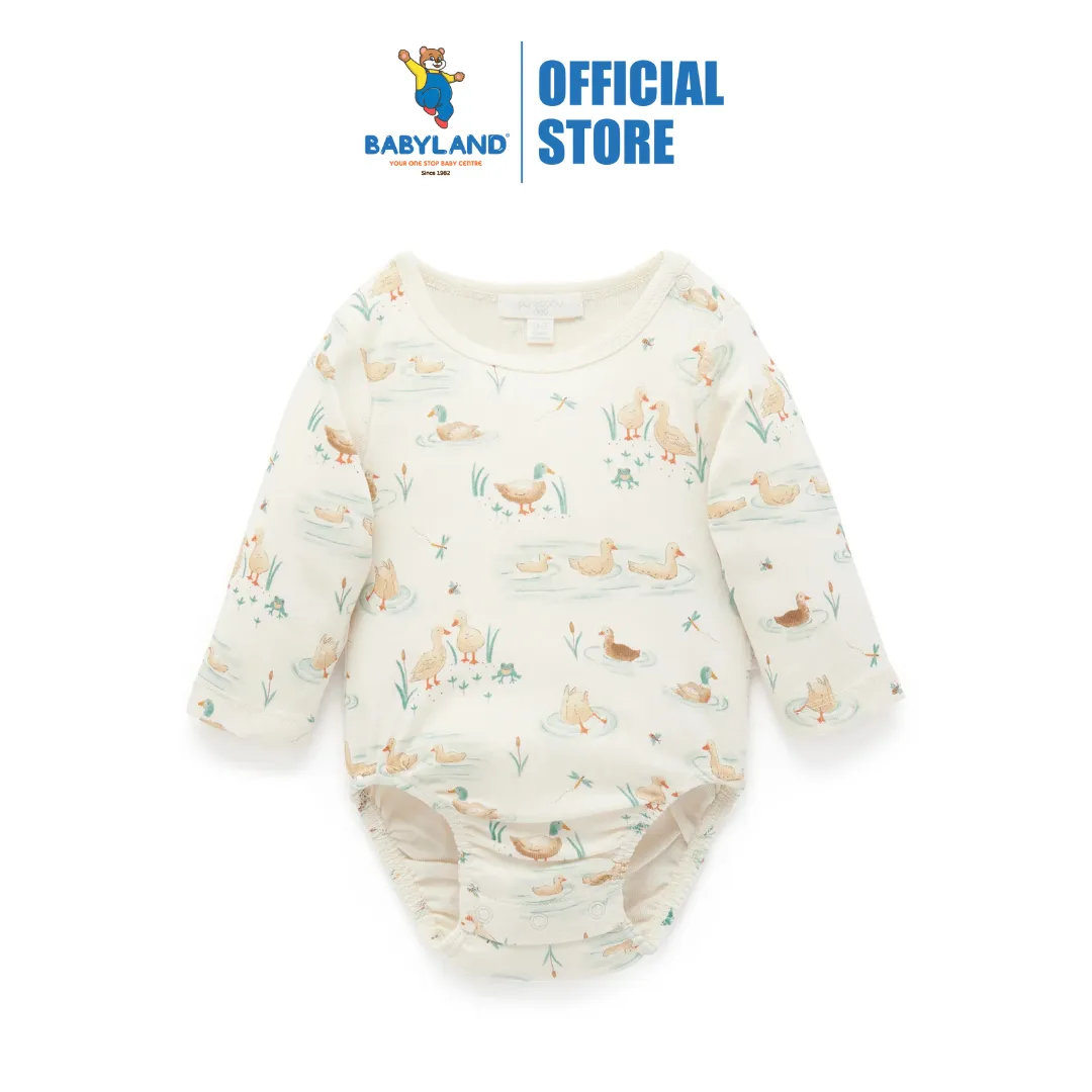 Purebaby Organic Baby Kids Down River Bodysuit - Ducky Print