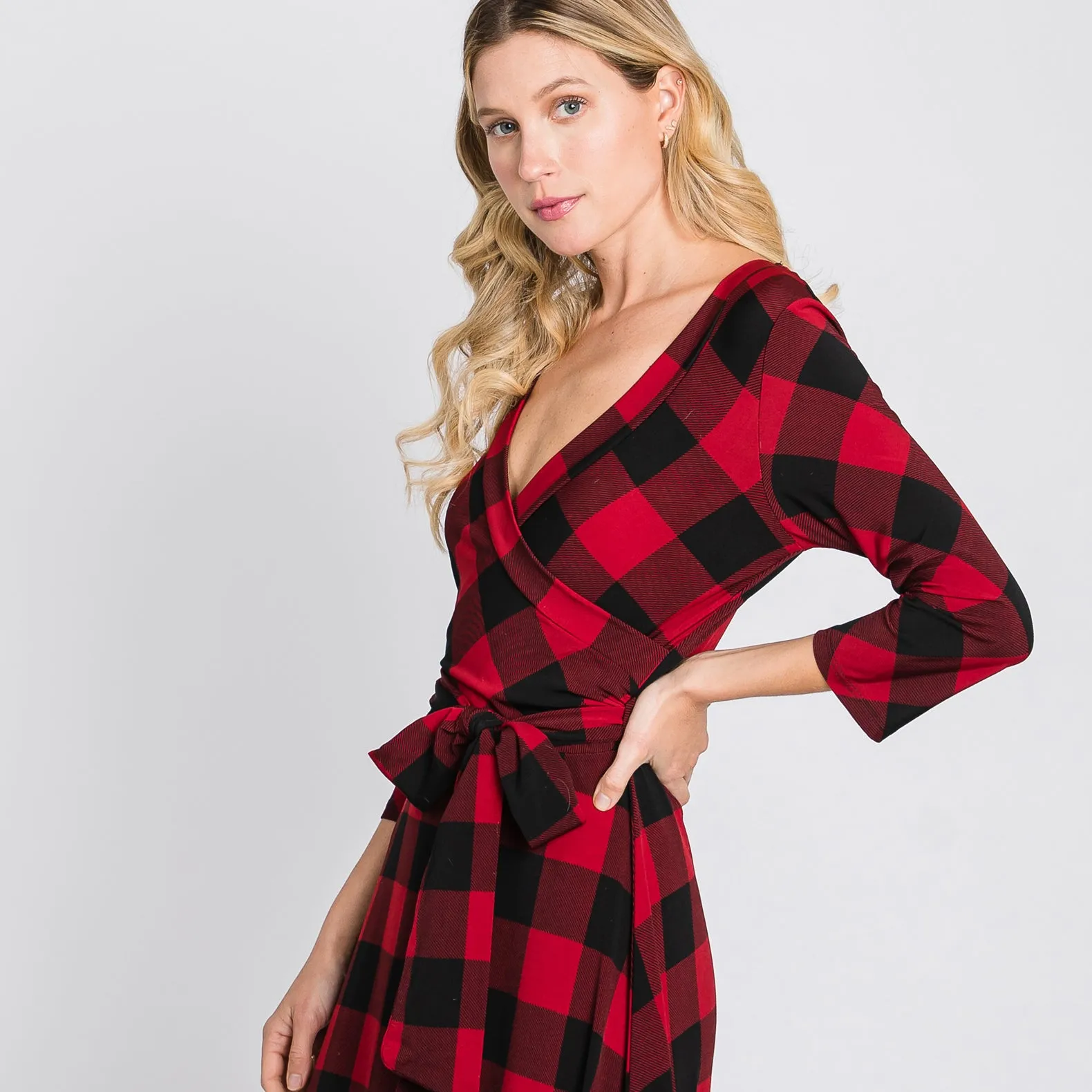 Red Buffalo Plaid Venechia Maxi Wrap Dress