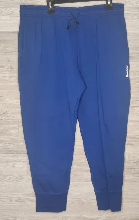 Reebok Men's Preloved Blue Fleece Tapered Leg Drawstring Jogger Sweatpants Size XL