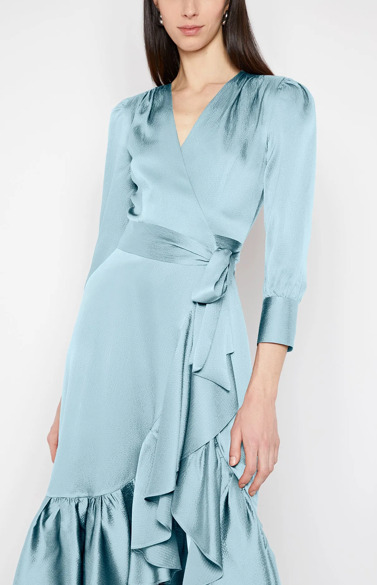 RUFFLE HEM WRAP DRESS