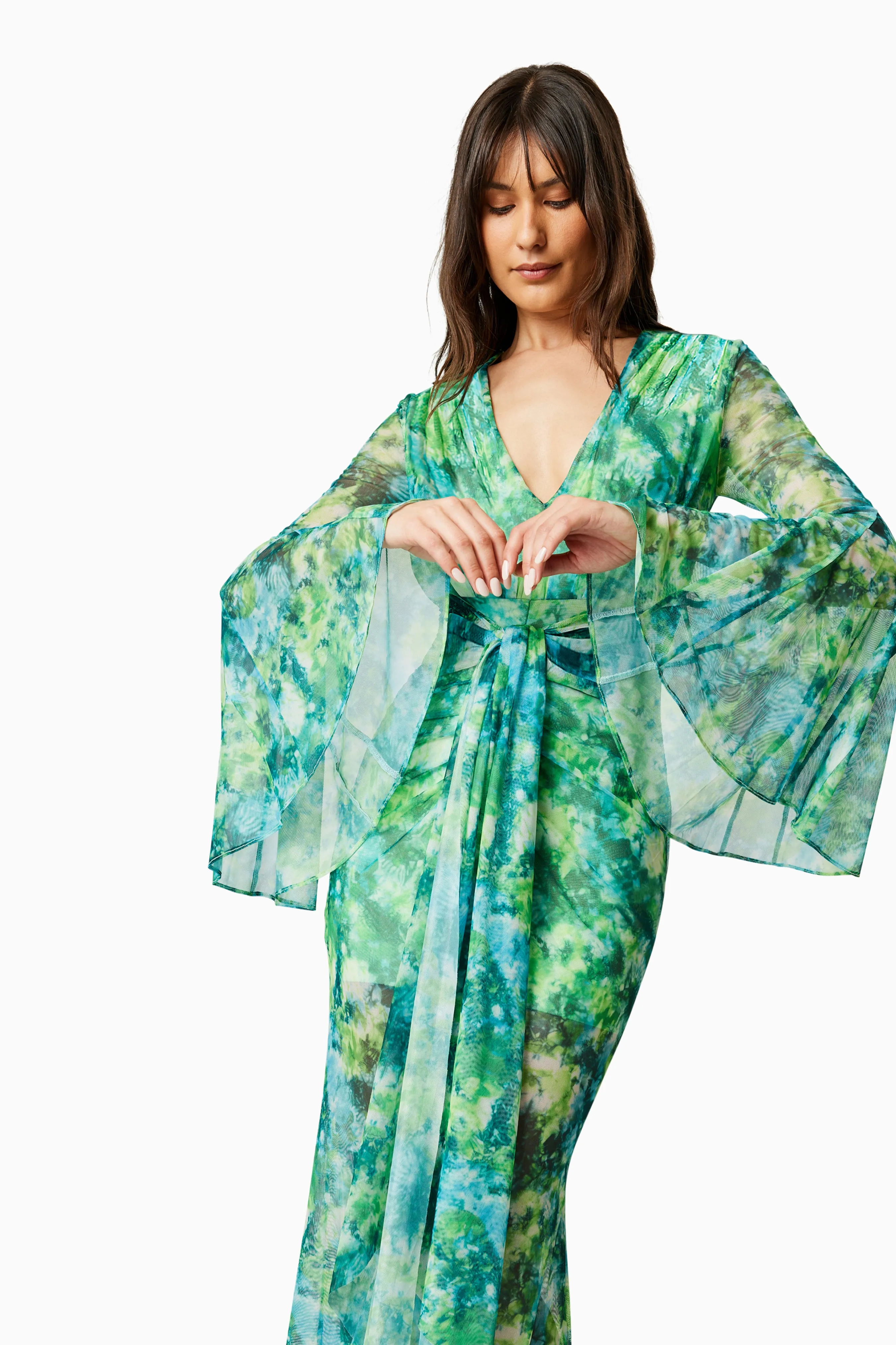 Serene - Elliatt Jonquil Long Sleeve Maxi Dress in Green