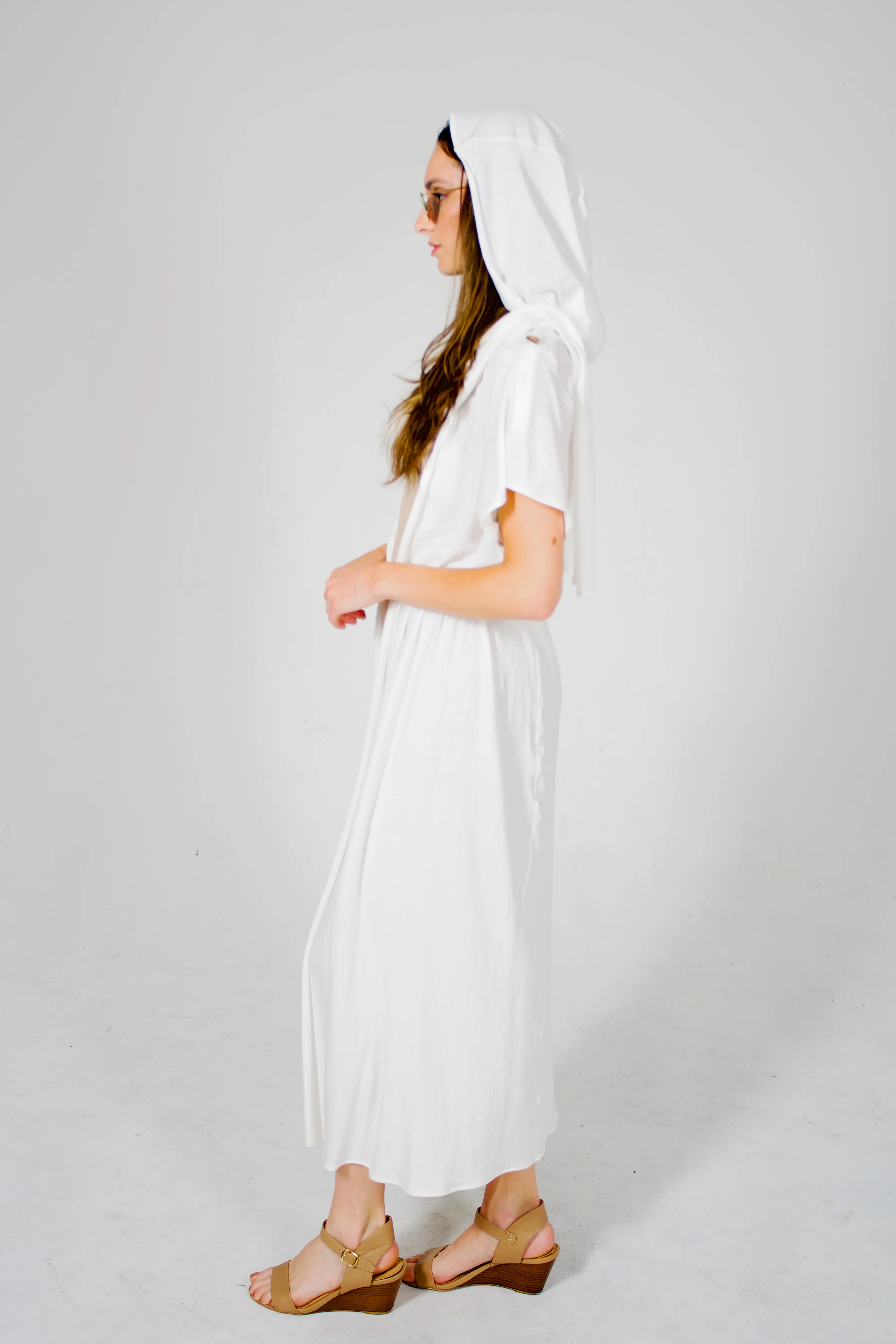 Serenity, The Unisex, Lightweight Robe With Hood in Natural Color