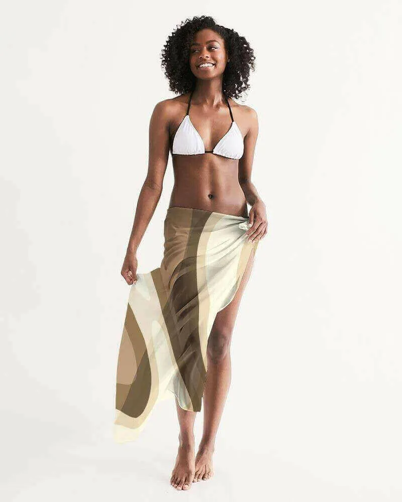 Sheer Sarong Swimsuit Cover Up Wrap / Brown Swirl