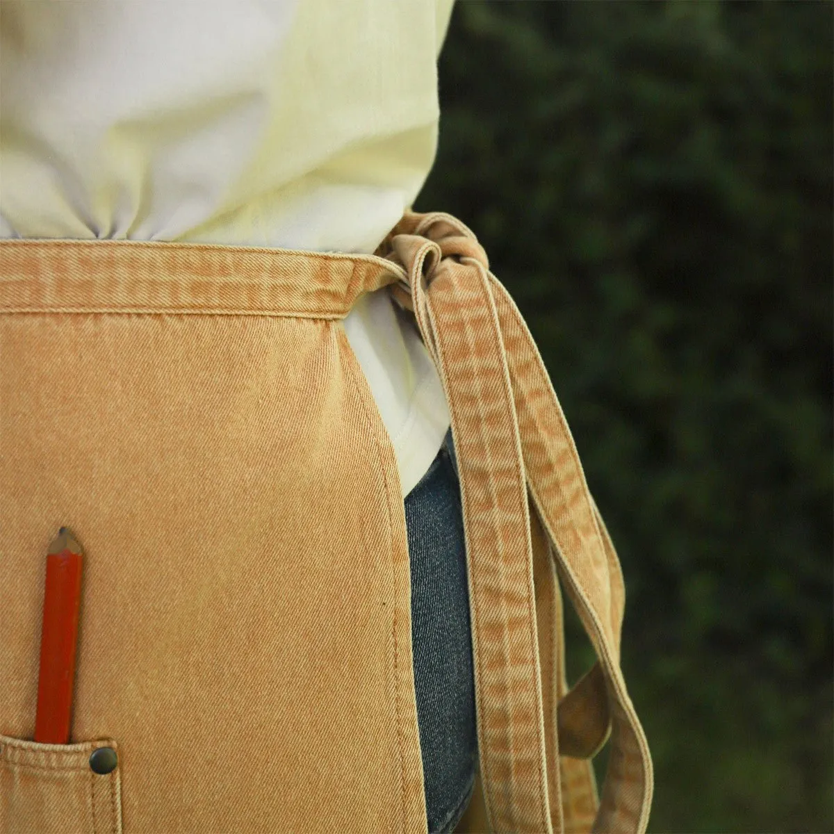 Short Cotton Half Apron With Pockets