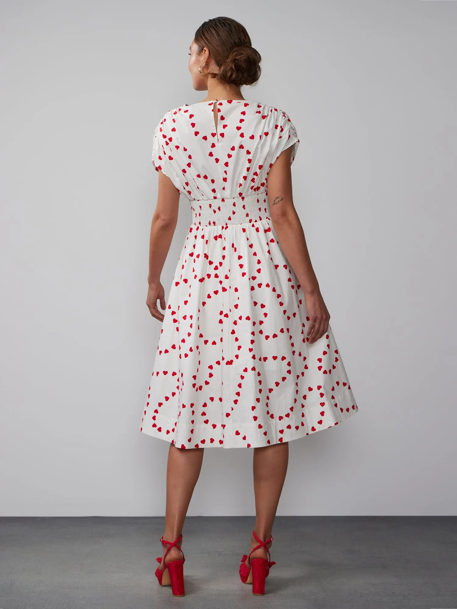 Short Sleeve Heart Midi Dress