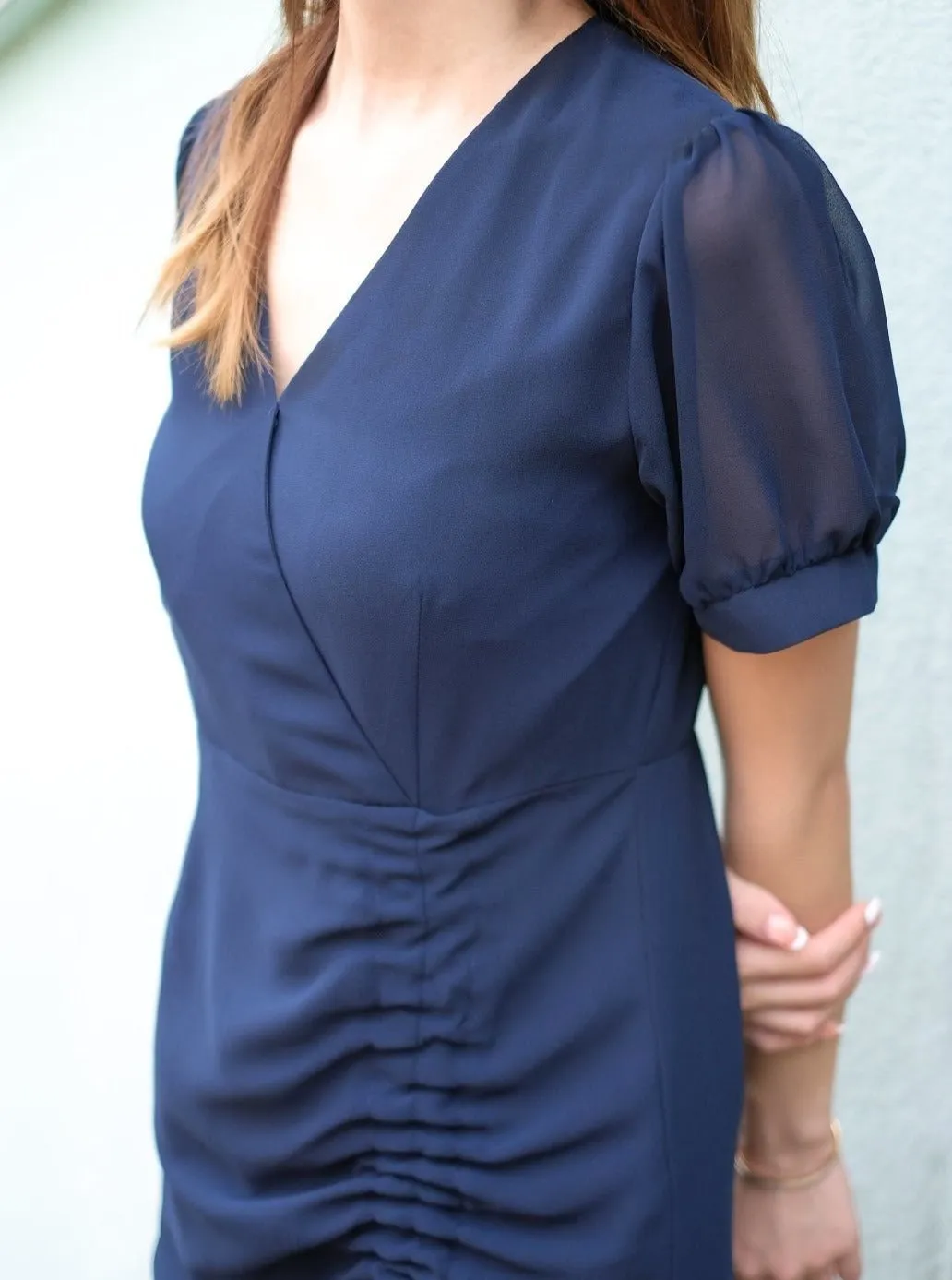 Short Wrap Dress NAVY*