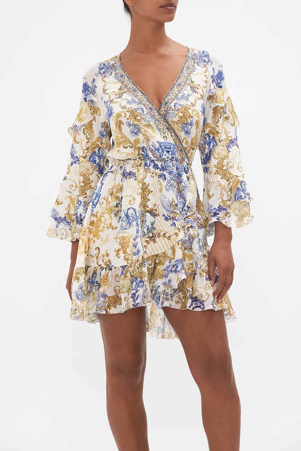 SHORT WRAP DRESS WITH RUFFLES SOUL SEARCHING