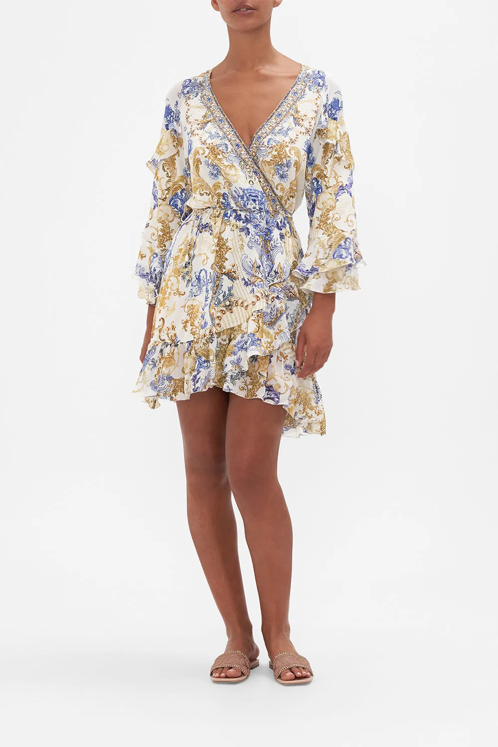 SHORT WRAP DRESS WITH RUFFLES SOUL SEARCHING