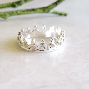 Silver Jeweled Crown Rings