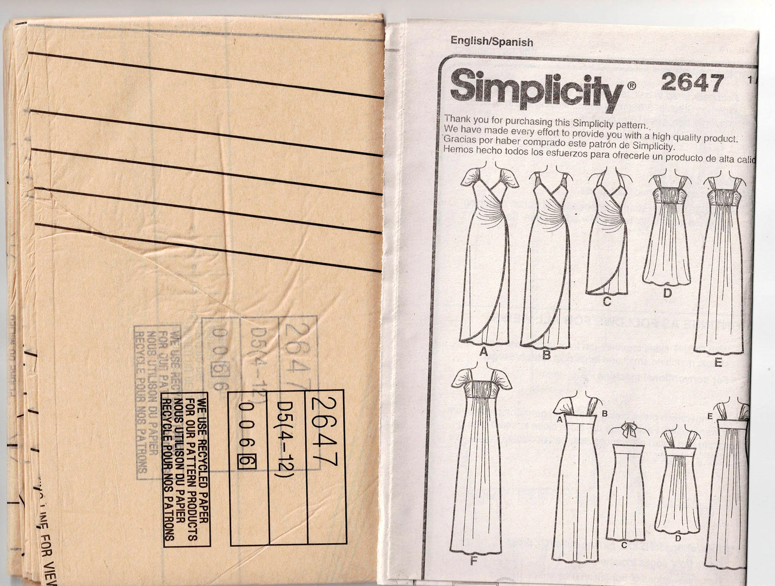 Simplicity 2647 Womens Stretch Designers Inspiration Day or Evening Dress Out Of Print Sewing Pattern Sizes 12 - 20 UNCUT Factory Folded