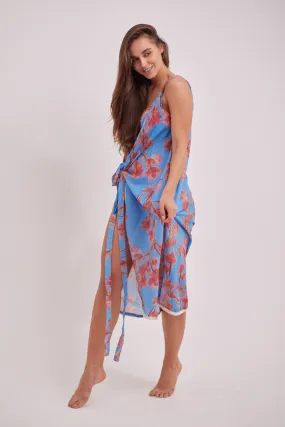 Strappy Gohanameyya Wrap Dress Aqua