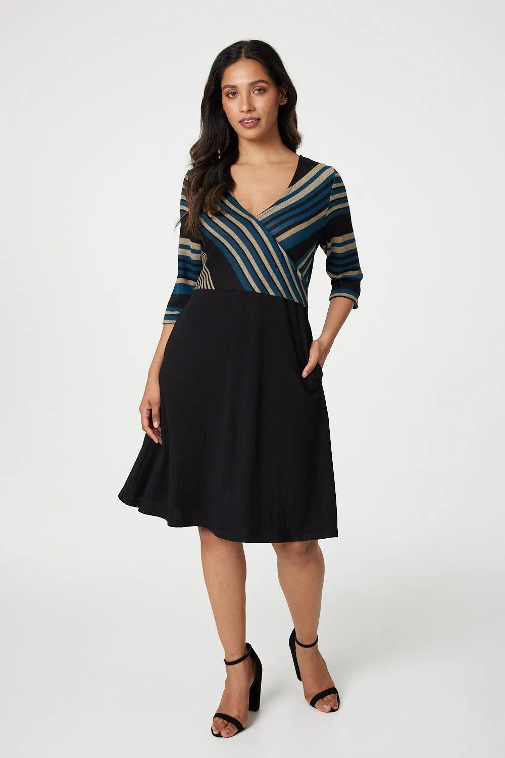 Striped Colour Block Skater Dress