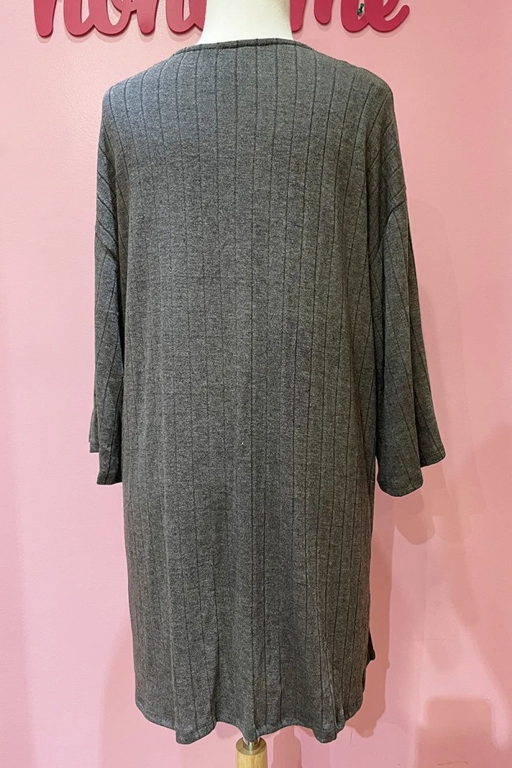 T10778HRC Long Sleeve Cardigan with Side Slits