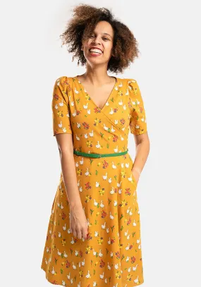 Talia Gaggle Of Geese Print Cotton Dress