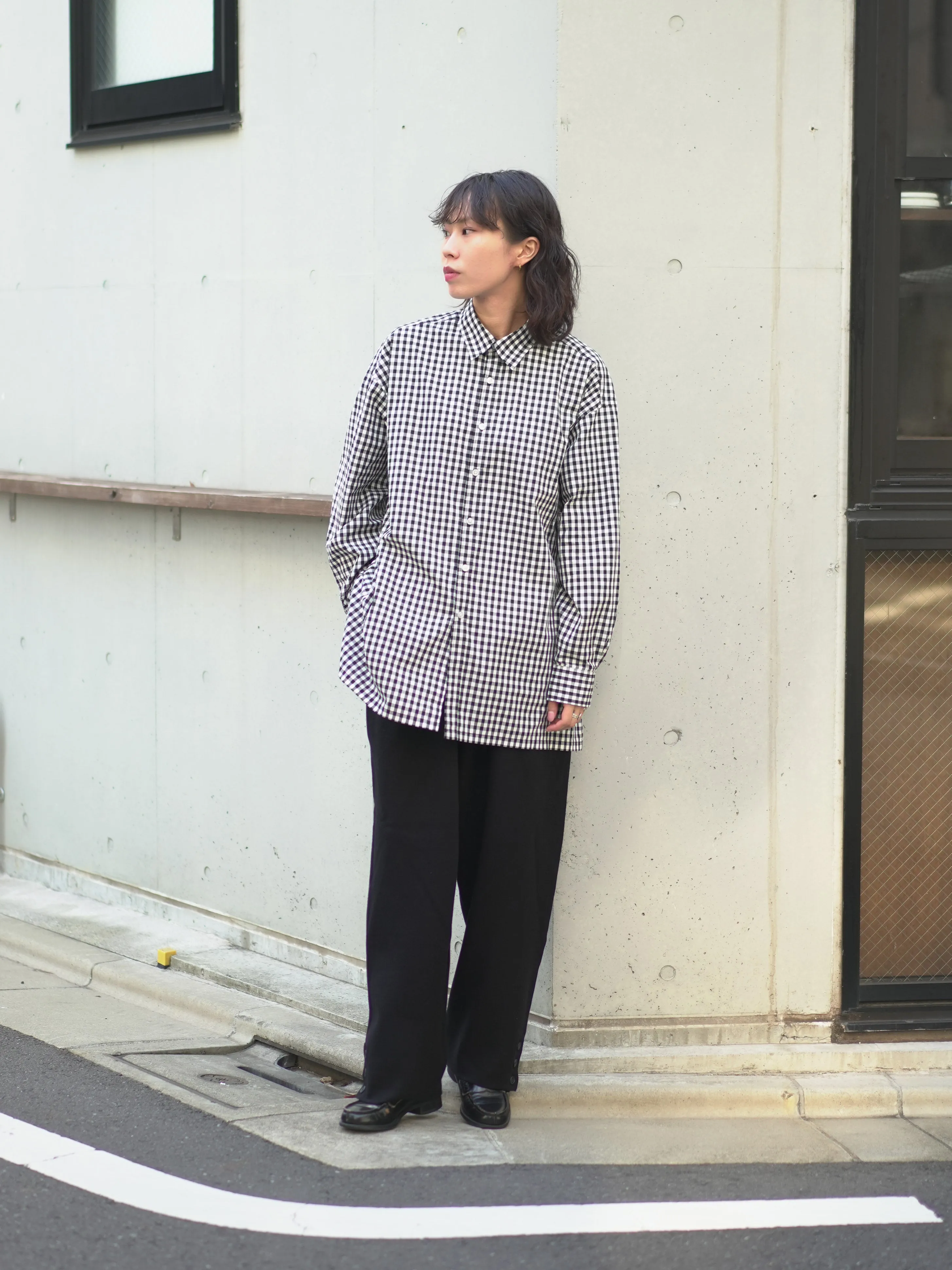 The Big Square Shirt - Gingham Black