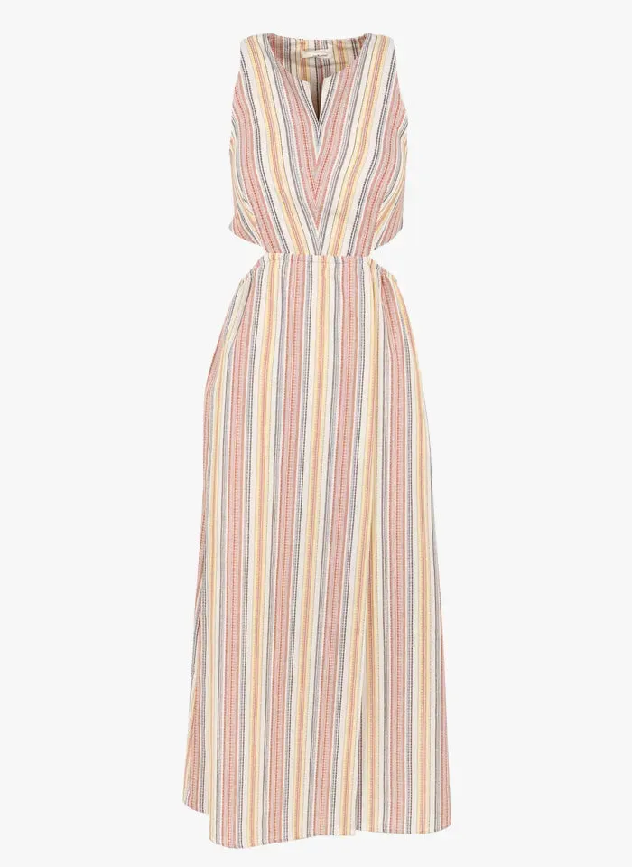 The Korner Stripped Cotton Wrap Dress | Orange