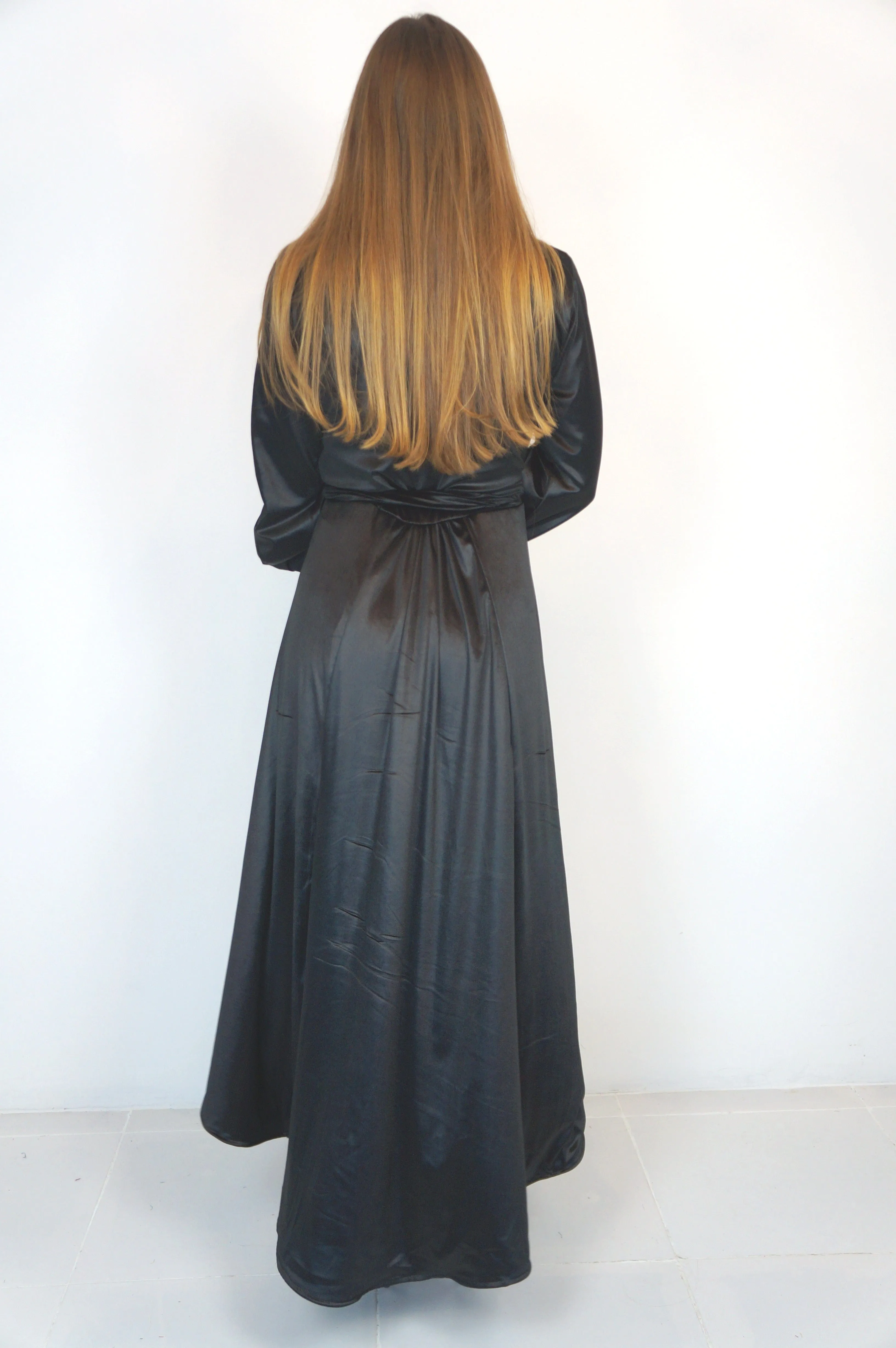 The Maxi Velvet Wrap Dress - Black Velvet